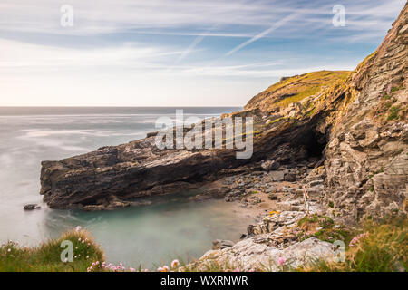 Tintagel Barras naso costa Cornwall Regno Unito Regno Unito Regno Unito Foto Stock