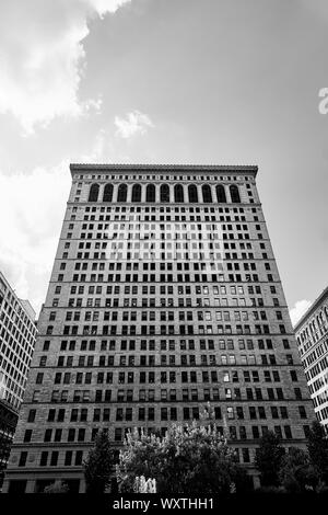 Foto in bianco e nero di edifici nel centro di Pittsburgh Foto Stock