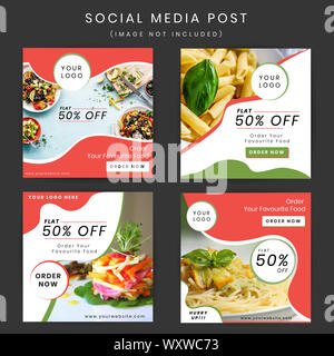 Promo di alimentare i social media poster design illustrazione del modello Foto Stock