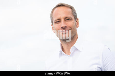 Berlino, Germania. Xviii Sep, 2019. Basket: Bundesliga, stagione di kick-off pk Alba Berlino, Axel Schweitzer, presidente del Consiglio di Sorveglianza di ALBA Berlino. Credito: Tom Weller/dpa/Alamy Live News Foto Stock