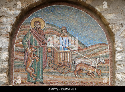 Mosaico di st Naum sopra l'entrata di San Naum monastero vicino a Ohrid in Macedonia Foto Stock