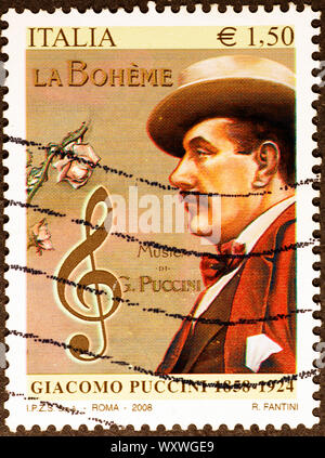 Celebre compositore italiano Giacomo Puccini il francobollo Foto Stock