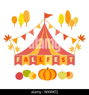 Tenda da festa autunnale disegnata a mano Illustrazione Vettoriale