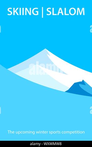 Poster con Alpi - paesaggio di montagna con copia spazio al top, illustrazione vettoriale per lo sci e la concorrenza di slalom o viaggi gite e spedizione Illustrazione Vettoriale