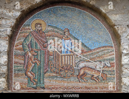 Mosaico di st Naum sopra l'entrata di San Naum monastero vicino a Ohrid in Macedonia Foto Stock