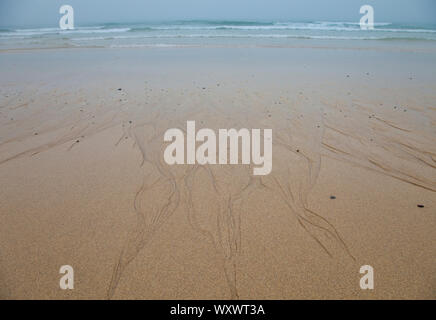 Modelli di sabbia (Diseños naturales en la arena). Mor Dhail Beach. Isola di Lewis. Outer Hebrides. La Scozia, Regno Unito Foto Stock