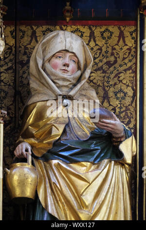 Santa Elisabetta, dodici apostoli altare in St James chiesa in Rothenburg ob der Tauber, Germania Foto Stock