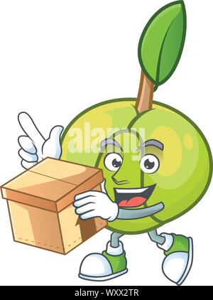 Con Scatola caramella elephant apple cartoon con mascotte Illustrazione Vettoriale