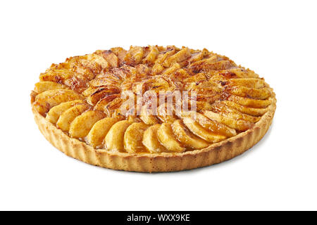 Il francese crostata di mele isolati su sfondo bianco Foto Stock