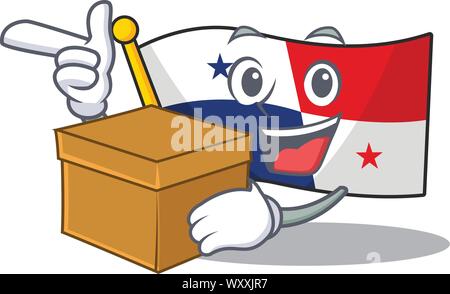 Con scatola bandiera di Panama a forma di carattere con il cartoon Illustrazione Vettoriale