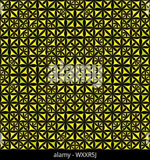 Giallo caleidoscopio di ripetizione pattern di sfondo - geometrica astratta sfondo vettoriale illustrazione con forme curve Illustrazione Vettoriale