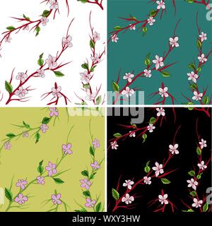 Abstract seamless pattern con rosa sakura su sfondo per il design decorativo. Modello cinese. Fiore Seamless pattern. Sakura fiore del vettore Illustrazione Vettoriale