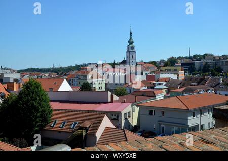 Trebic in Repubblica Ceca, UNESCO Weltkulturerbe, Blick über die Stadt Foto Stock