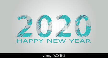 2020 Iscrizione tipografiche su sfondo grigio. Felice anno nuovo 2020. Banner, flyer, Felice Anno Nuovo Illustrazione Vettoriale