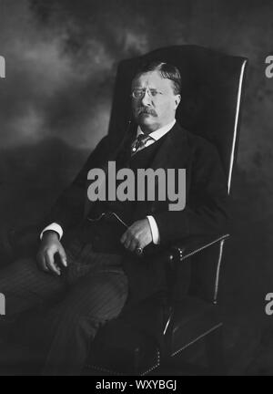 Theodore Roosevelt (1858-1919) ventiseiesimo Presidente degli Stati Uniti 1901-09, Three-Quarter lunghezza Ritratto, fotografia di George Prince, 11 maggio 1907 Foto Stock