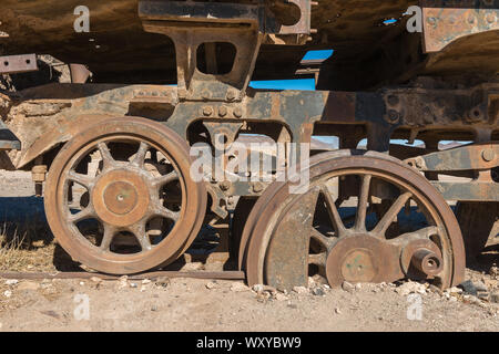 Cementerio de Trenes, cimitero ferroviario, Uyuni, Altiplano meridionale, dipartimento Potosí, Bolivia, America Latina Foto Stock