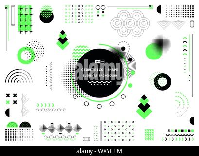 Abstract verde e nero forma geometrica degli elementi di moderno design di copertura dello sfondo. Utilizzare per creare poster, d'arte e progettazione del modello, annuncio, stampa. illustrazione Illustrazione Vettoriale
