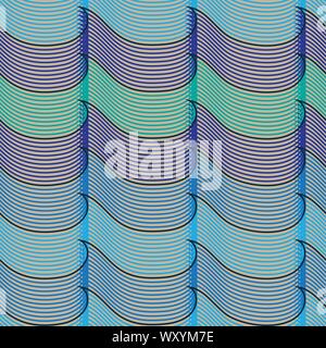 Vettore di seamless pattern a strisce con le onde del mare Illustrazione Vettoriale
