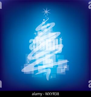 Magico Natale albero magico astratta di fiocchi di neve albero di natale su sfondo blu . Illustrazione Vettoriale Illustrazione Vettoriale