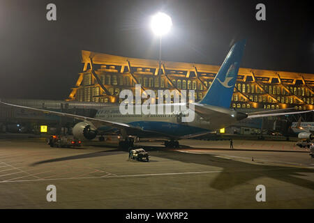 XIAMEN, Cina -16 Giu 2019- Vista di Xiamen Gaoqi International Airport (XMN) in Xiamen (Amoy), provincia del Fujian, Cina. Si tratta di un mozzo per aria di Xiamen Foto Stock