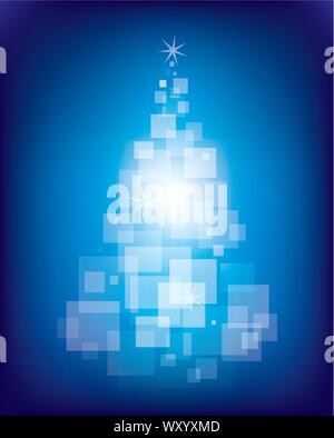 Magico Natale albero magico astratta di fiocchi di neve albero di natale su sfondo blu . Illustrazione Vettoriale Illustrazione Vettoriale