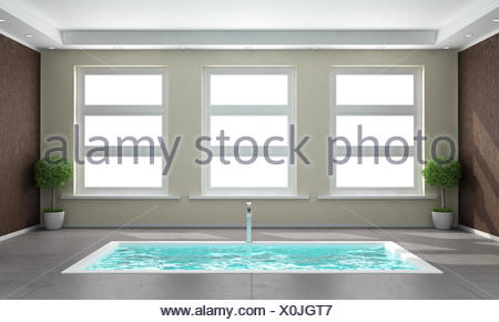 Minimalista bagno con vasca da bagno incassata nel pavimento di ... Vasca da bagno in cemento